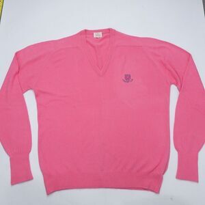 Knit Wear by DiFini Sweater Men's Large Pink 100% Acrylic Long Sleeve V-Neck